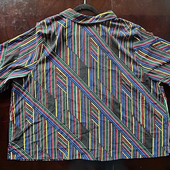 CATHERINES 3X WP 26/28WP NWT Polyester Geometric Striped Blouse - Picture 2 of 4